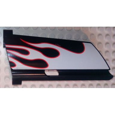 black technic panel fairing 21 large long small hole side b with white flames with red border pattern sticker - set 8682
