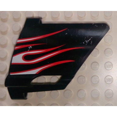 black technic panel fairing 22 large short small hole side a with white flames with red border pattern sticker - set 8682