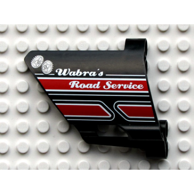 black technic panel fairing 23 large short small hole side b with wabras road service pattern sticker - set 8285