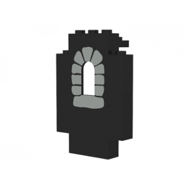 black panel 2 x 5 x 6 wall with window with window stones light gray pattern