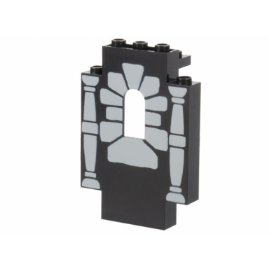 black panel 2 x 5 x 6 wall with window with window stones and 2 columns pattern
