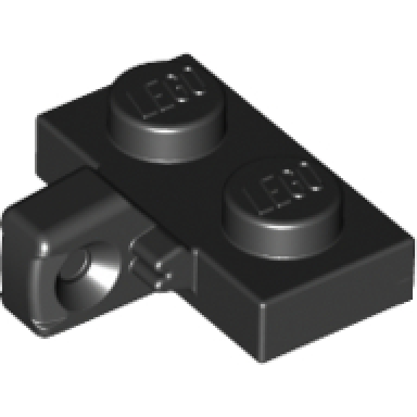 black hinge plate 1 x 2 locking with 1 finger on side without bottom groove