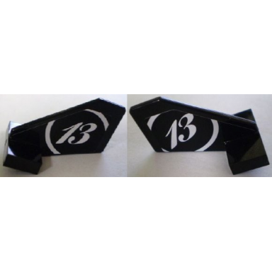 black tail shuttle small with white 13 and circle pattern on both sides stickers - set 8897