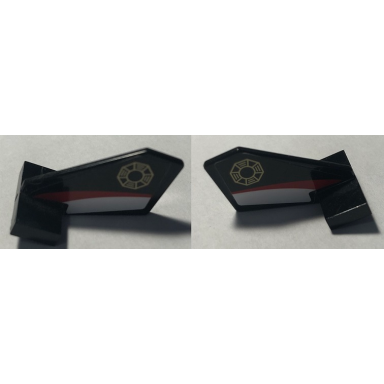 black tail shuttle small with gold emblem red and white stripes pattern on both sides stickers - set 70595