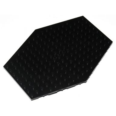 black plate modified 14 x 18 hexagonal with lowered 2 x 4 bottom with 3 pin holes