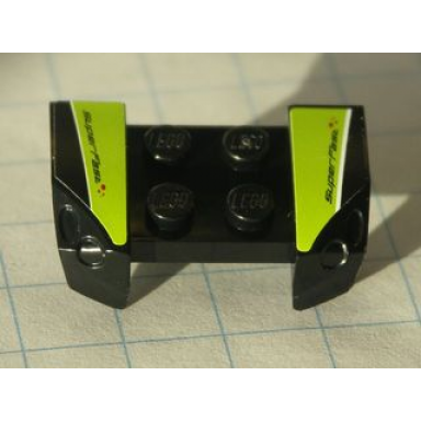 black vehicle mudguard 2 x 4 with headlights overhang with superfast on lime white and black pattern on both sides stickers - set 8119