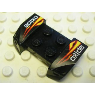 black vehicle mudguard 2 x 4 with headlights overhang with stylized white oxide and red and yellow flames pattern on both sides stickers - set 8681
