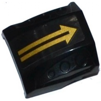 black slope curved 2 x 2 with debossed side ports with gold arrow pattern sticker - set 70747