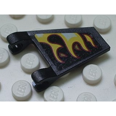 black flag 2 x 2 trapezoid with flames pattern model right side sticker - set 5980