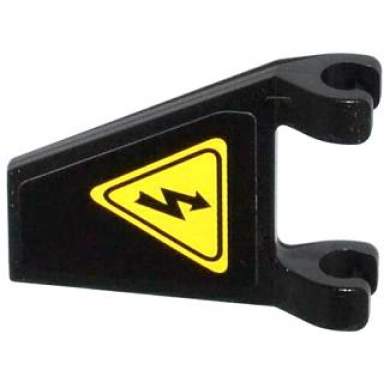 black flag 2 x 2 trapezoid with yellow triangle electricity danger sign pattern sticker - set 70808