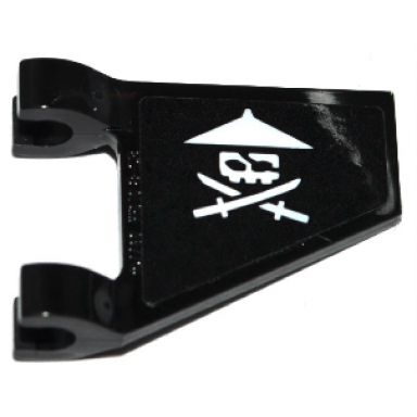 black flag 2 x 2 trapezoid with white ninja skull with crossed swords pattern on both sides stickers - sets 70593 70602