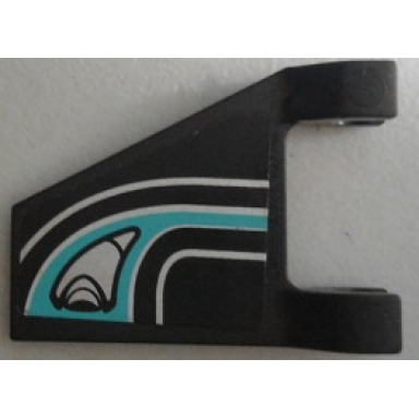 black flag 2 x 2 trapezoid with silver jet intake and medium azure trim line pattern model left side sticker - set 70164