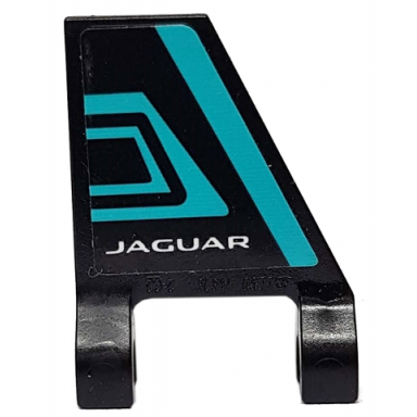 black flag 2 x 2 trapezoid with medium azure stripes and white jaguar pattern model left side sticker - set 76898