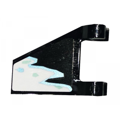 black flag 2 x 2 trapezoid with white metallic light blue and light aqua ice pattern 1 sticker - set 70678