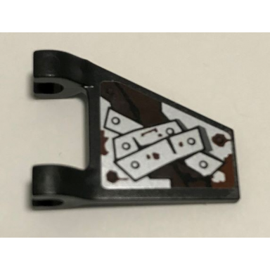 black flag 2 x 2 trapezoid with silver metal plates with rivets reddish brown splatters pattern model right side sticker - set 70228