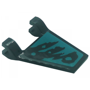 black flag 2 x 2 trapezoid with black scales and spots on dark turquoise background pattern model left side sticker - set 71755