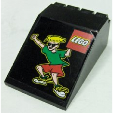 black windscreen 6 x 4 x 2 canopy with lego logo and boy in sunglasses pattern sticker - set 3442