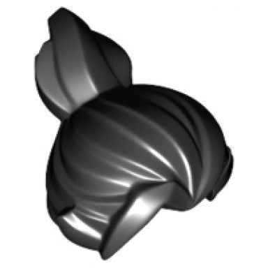 black minifigure hair pulled back in top knot hole on left