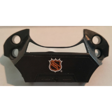 black sports hockey chest protector with nhl logo on black background and white stripe pattern stickers - set 3543