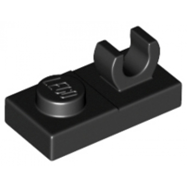 black plate modified 1 x 2 with open o clip on top
