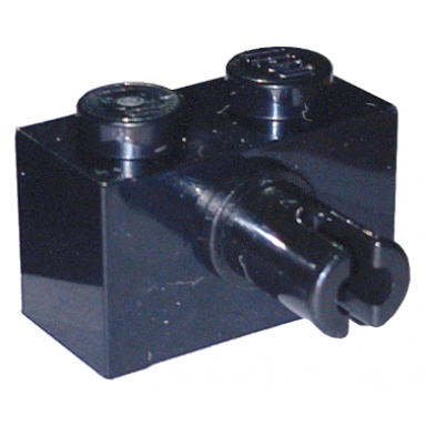 black brick modified 1 x 2 with pin and bottom stud holder