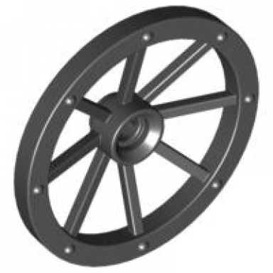 black wheel wagon large 33mm d hole notched for wheels holder pin
