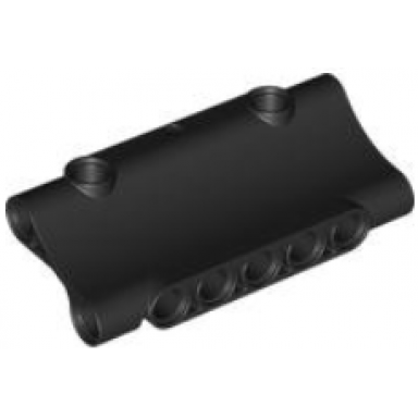 black technic panel inverted 7 x 3 with 2 pin holes through panel surface