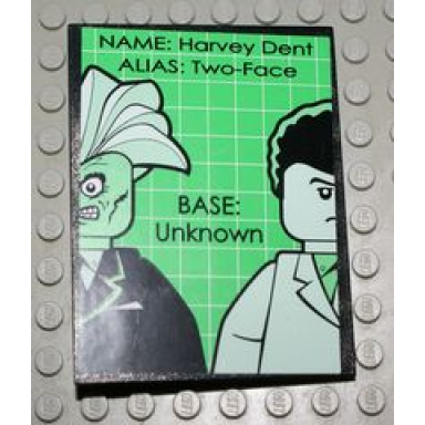 black slope 10 6 x 8 with batman two-face pattern sticker - set 7783