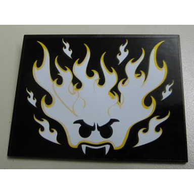 black slope 10 6 x 8 with glow in dark flaming face pattern sticker - set 9464