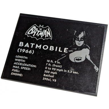 black slope 10 6 x 8 with batman logo and batmobile 1966 pattern sticker - set 76188