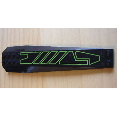 black wedge 16 x 4 triple curved with reinforcements with lime geometric pattern sticker - sets 7707 7713