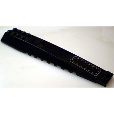 black wedge 16 x 4 triple curved with reinforcements with white rectangle and bolts pattern sticker - set 7780