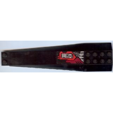 black wedge 16 x 4 triple curved with reinforcements with red dark red and silver circuitry short pattern model right side sticker - set 7721