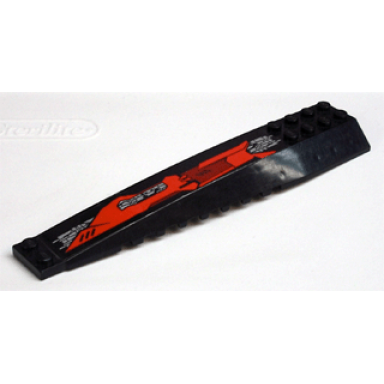black wedge 16 x 4 triple curved with reinforcements with red dark red and silver circuitry long pattern model left side sticker - set 7721