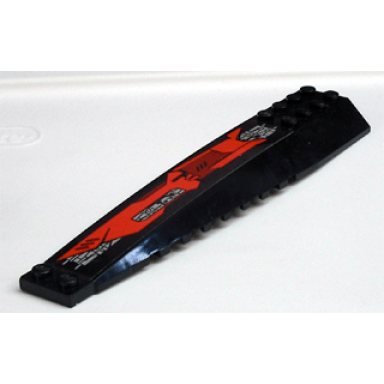 black wedge 16 x 4 triple curved with reinforcements with red dark red and silver circuitry long pattern model right side sticker - set 7721