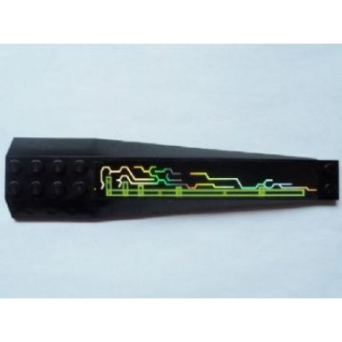 black wedge 16 x 4 triple curved with reinforcements with iridescent mirrored circuitry pattern left sticker - set 7646