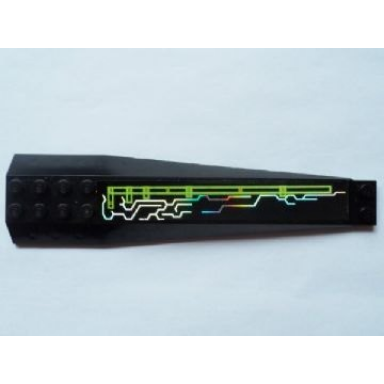 black wedge 16 x 4 triple curved with reinforcements with iridescent mirrored circuitry pattern right sticker - set 7646