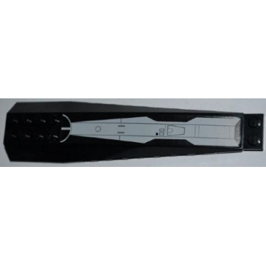 black wedge 16 x 4 triple curved with reinforcements with sw v-wing starfighter pattern sticker - set 7915