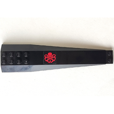 black wedge 16 x 4 triple curved with reinforcements with red octopus marvel hydra logo pattern model left side sticker - set 76048