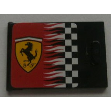 black container cupboard 2 x 3 x 2 door with checkered flag and ferrari logo pattern left sticker - sets 8654 8672