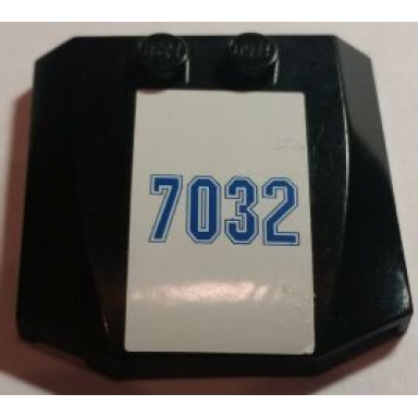 black wedge 4 x 4 x 2 3 triple curved with number 7032 pattern sticker - set 7032
