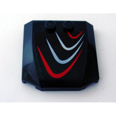 black wedge 4 x 4 x 2 3 triple curved with red and bluish silver curves pattern model right sticker - set 8669