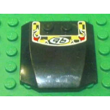 black wedge 4 x 4 x 2 3 triple curved with 96 on yellow and black checkered pattern sticker - set 8648