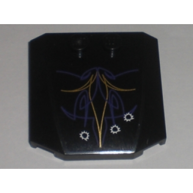 black wedge 4 x 4 x 2 3 triple curved with purple and gold geometric lines and bullet holes pattern sticker - set 5984
