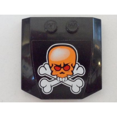 black wedge 4 x 4 x 2 3 triple curved with orange skull and white crossbones pattern sticker - set 8164