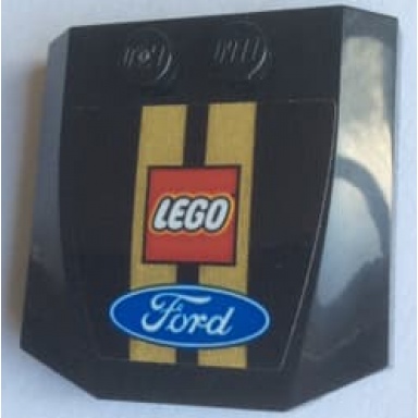 black wedge 4 x 4 x 2 3 triple curved with lego and ford logos pattern sticker - set 75884