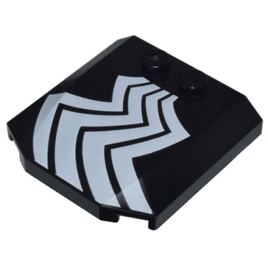 black wedge 4 x 4 x 2 3 triple curved with white zigzag lines pattern side b