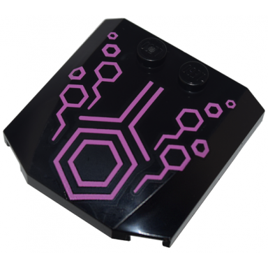 black wedge 4 x 4 x 2 3 triple curved with dark pink lines and hexagons pattern