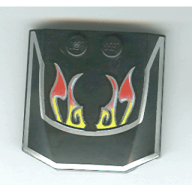 black wedge 4 x 4 x 2 3 triple curved with windshield and flame pattern