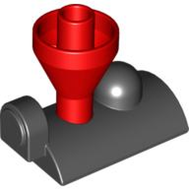 black duplo train steam engine top with fixed red funnel